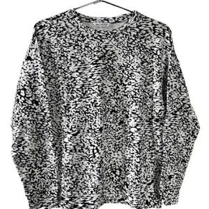 Athleta Womens Pullover Balance Animal Print Long Sleeve Black Size s